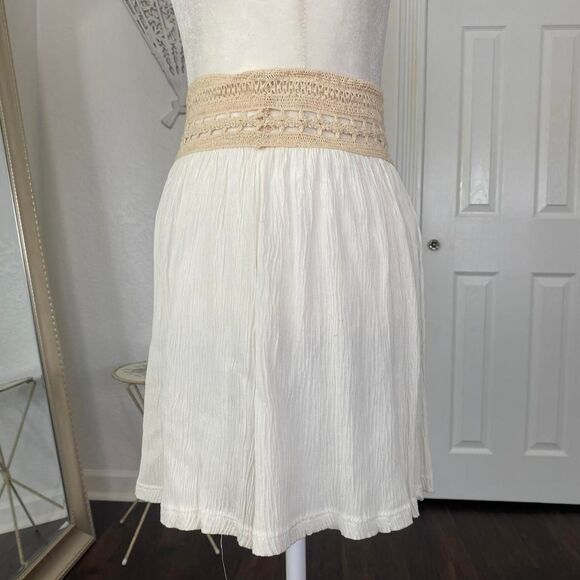 Papaya Vintage Deadstock Cream White Boho Lace Crochet Mini Skirt M - Picture 3 of 8